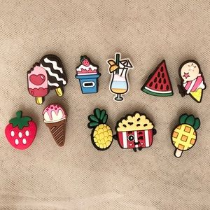 10 Charms for Shoes/Crocs, wristbands with holes.